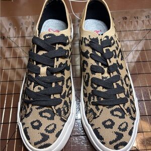 Jellypop Tan and Black Leopard Print Sneakers